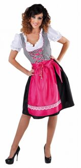 Oktoberfest - Zwarte dirndl jurk met roze schort voor dames - Oktoberfest kleding L