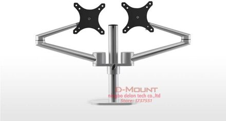 OL-2 10-32 "Aluminium Dubbele Arm Dual Monitor Desktop Stand Screen Tafel Houder Computer Mount 360 Draaien Klem grommet Base zilver