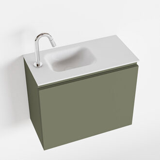 OLAN 60cm toiletmeubel army. LEX wastafel talc links 1 kraangat