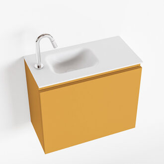 OLAN 60cm toiletmeubel ocher. LEX wastafel talc links 1 kraangat