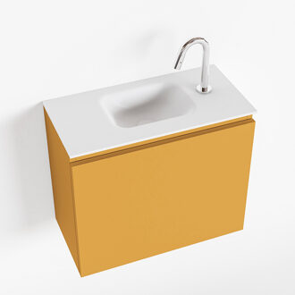 OLAN 60cm toiletmeubel ocher. LEX wastafel talc midden 1 kraangat