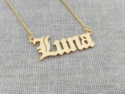 Old English Custom Name Necklace Any Name Pendant For Women Men Fashion Personalized Jewelry Stainless Steel Rose Gold Collier