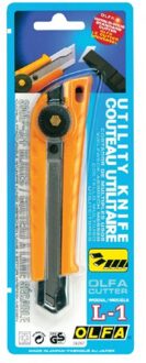 Olfa Snijmes olfa l1 18mm met metalen houder geel Blister