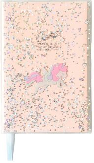 Olie gevulde rubber mouwen PVC notebook card set droom pailletten macaron student notebook Roze