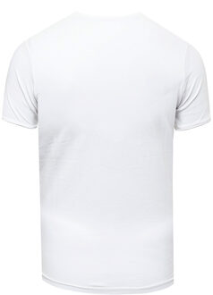 Olie-gewassen T-shirt met knoopjes aan de zijkant en prints - maat 3XL Wit