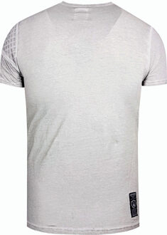 Olie-gewassen T-shirt met knoopsluiting Grijs - 2XL