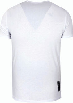 Olie-gewassen T-shirt met knoopsluiting Wit - 2XL