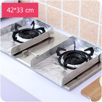 Olie-Proof Pad Keuken Aluminiumfolie Tin 2 Stuk Gas Gevulde Fornuis Tafel Olie-Proof Pad kussen Warmte-Proof Pad Olie-Proof Papier zilverachtig