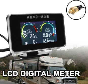 Olie Spanning Druk Brandstof Water Temp 4in1 LCD Auto Digitale Gauge Meter M10 Auto Vervangende Onderdelen 12V 24V