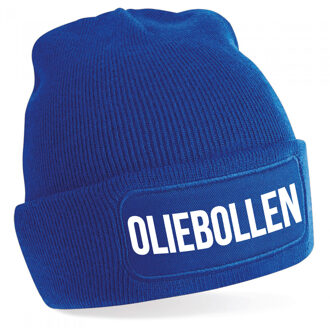 Oliebollen muts unisex - one size - blauw - apres-ski muts One size