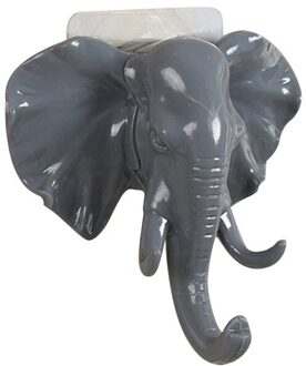 Olifant Hoofd, Dier, Zelfklevende Haak Voor Kleding, Kleerhanger, cap Voor Demonstreren De Deur, Sticky Holder Kamer Grijs