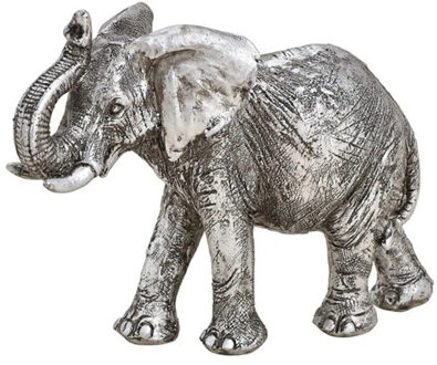 Olifant woondecoratie dieren beeldje zilver 16 x 12 x 6 cm - Beeldjes Zilverkleurig