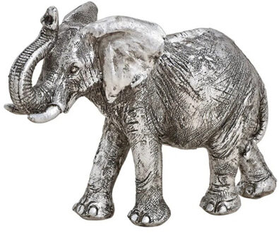 Olifant woondecoratie dieren beeldje zilver 16 x 12 x 6 cm