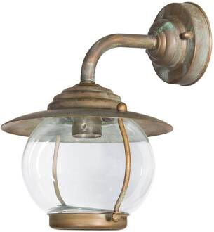 Olivia buitenwandlamp, IP44, messing, glas antiek messing, transparant