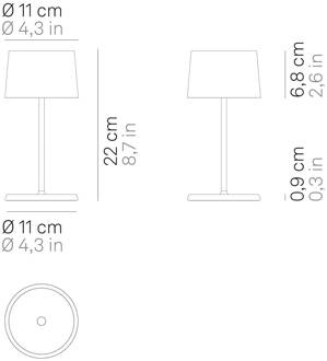 Olivia mini 3K tafellamp wit, oplaadbaar