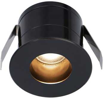 Olivia Mini LED Inbouwspot - 12 Volt 3 Watt 150 lumen - 2700K warm wit - Dimbaar - Verzonken - Plat 36mm - IP44 waterdicht - Zwart