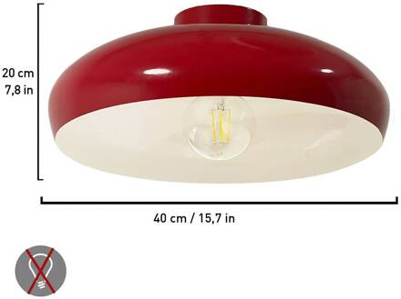 Olli plafondlamp, Ø 40 cm, rood/wit, metaal, E27 rood, wit