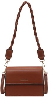 Olsitti Casual Effen Kleur Crossbody Tassen Voor Vrouwen Pu Lederen Luxe Handtassen Eenvoud Messenger Bag Sac A Main bruin
