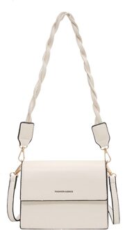 Olsitti Casual Effen Kleur Crossbody Tassen Voor Vrouwen Pu Lederen Luxe Handtassen Eenvoud Messenger Bag Sac A Main wit
