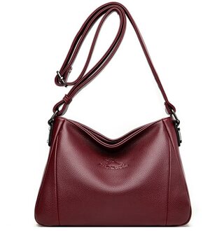 Olsitti Casual Tassen Voor Vrouwen Dames Handtas Grote Schoudertas Vintage Lederen Crossbody Tas Bolsas Feminina wijn rood