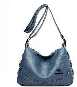 Olsitti Dames Casual Schoudertassen Soft Pu Lederen Crossbody Tassen Voor Vrouwen Vrouwen Messenger Bag Sac een Belangrijkste meer blauw
