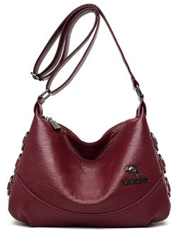 Olsitti Dames Casual Schoudertassen Soft Pu Lederen Crossbody Tassen Voor Vrouwen Vrouwen Messenger Bag Sac een Belangrijkste wijn rood