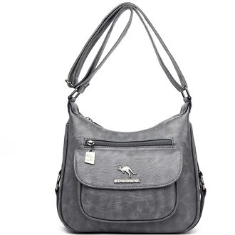 Olsitti Effen Kleur Pu Lederen Schoudertassen Voor Vrouwen Flap Vrouwen Crossbody Vintage Dames Tas Sac epaule grijs