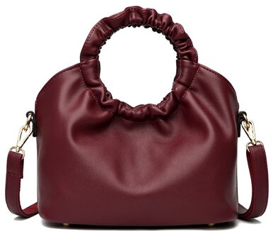 Olsitti Effen Kleur Zachte Lederen Grote Capaciteit Conventionele Tassen Voor Vrouwen Casual Eenvoud Crossbody wijn rood
