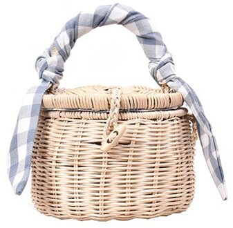 Olsitti Grote Capaciteit Ruim Stro Tassen Voor Vrouwen Handgemaakte Geweven Mand Bolsa Tote Zomer Strand Schoudertassen blauw