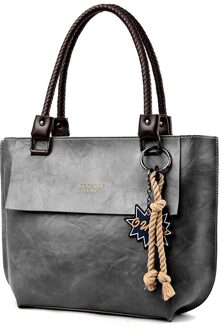Olsitti Mode Tote Schoudertassen Voor Vrouwen Pu Lederen Dames Handtas Grote Messenger Bag grijs