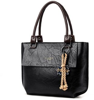 Olsitti Mode Tote Schoudertassen Voor Vrouwen Pu Lederen Dames Handtas Grote Messenger Bag zwart
