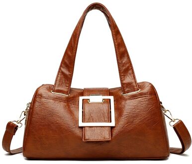 Olsitti Pu Leather Casual Schoudertassen Voor Vrouwen Dames Effen Kleur Meerdere Ritsen Crossbody Bag Sac Een belangrijkste licht bruin