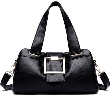 Olsitti Pu Leather Casual Schoudertassen Voor Vrouwen Dames Effen Kleur Meerdere Ritsen Crossbody Bag Sac Een belangrijkste zwart