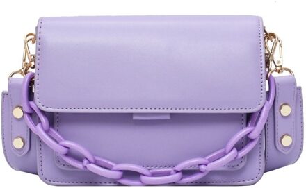 Olsitti Pu Lederen Ketting Schoudertassen Voor Vrouwen Zomer Dame Handtas Vrouwelijke Mode Crossbody Sac Epaule paars