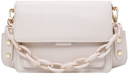 Olsitti Pu Lederen Ketting Schoudertassen Voor Vrouwen Zomer Dame Handtas Vrouwelijke Mode Crossbody Sac Epaule uit wit