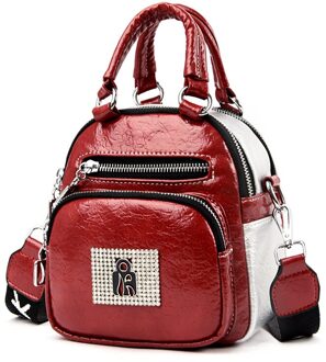 Olsitti Stijlvolle Mini Dames Mode Eenvoudige Kleine Handtas Schoudertas Voor Vrouwen Brede Schouder Messenger Bag Purse rood