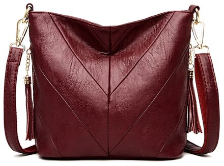Olsitti Streep Schoudertassen Voor Vrouwen Zomer Dames Zachte Messenger Bag Bolsas Feminina wijn rood