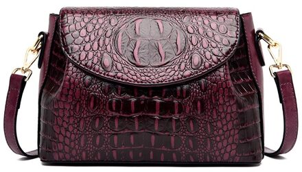 Olsitti Vrouwen Handtas Lederen Schoudertassen Voor Vrouwen Krokodil Patroon Messenger Bag paars