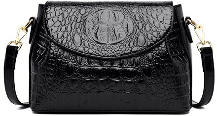 Olsitti Vrouwen Handtas Lederen Schoudertassen Voor Vrouwen Krokodil Patroon Messenger Bag zwart