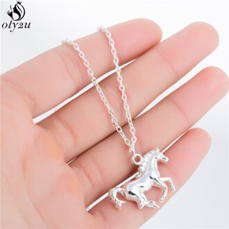 Oly2u Personaliseer Racing Paard Hanger Ketting Voor Vrouwen Schattige Animal Kettingen Mannen Sieraden Accessoires Beste XL282S