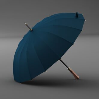 Olycat 16K Paraplu Regen Vrouwen Luxe Houten Handvat Lange Paraplu Mannen Business Japanse Stijl Automatische Paraplu Winddicht marine