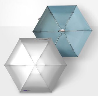Olycat Mini Draagbare Parasol Vrouwen Mannen Clear Titanium Zilver Automatische Paraplu 5Fold Anti Uv Reizen Winddicht Parasol
