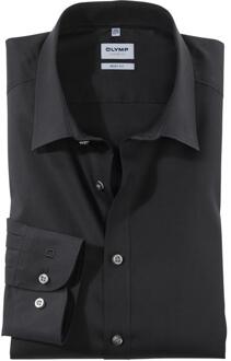 OLYMP Level 5 body fit overhemd - zwart - Strijkvriendelijk - Boordmaat: 38