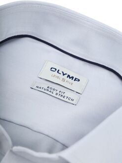 OLYMP Level 5 Overhemd Twill Silver Grijs - 37,38,39,40,41,42,43,44