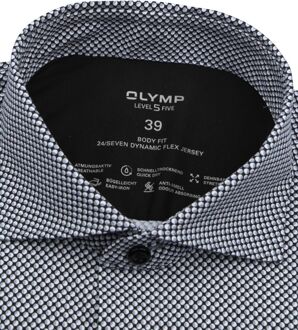 OLYMP Level Five Overhemd Cirkels Zwart - 37,38,39,40,41,42,43