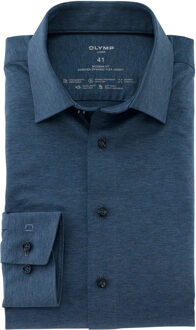OLYMP Luxor 24/Seven modern fit overhemd - rookblauw tricot - Strijkvriendelijk - Boordmaat: 38