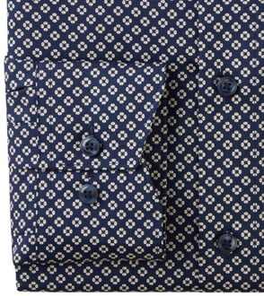 OLYMP Luxor Beige Bloemenprint Donkerblauw - 46