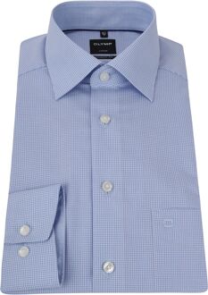 OLYMP Luxor Blauw Ruit Overhemd - 38,39,40,41,42,43