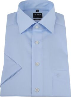 OLYMP Luxor modern fit overhemd - korte mouw - lichtblauw - Strijkvrij - Boordmaat: 38