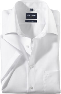 OLYMP Luxor modern fit overhemd - korte mouw - wit - Strijkvrij - Boordmaat: 39